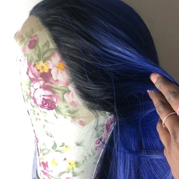 K Jenner blue ombre straight lace front wig *NEW*